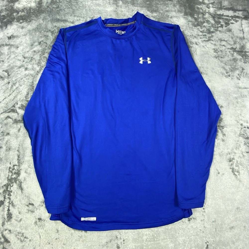 Under Armour Shirt Mens M Blue ColdGear Fleece Base‎ Layer Scent Control Hunt